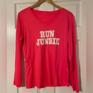 Neon coral running long sleeve performance top. Size large.